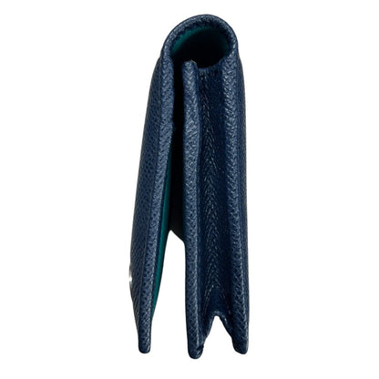 BVLGARI Grained Calf BVLGARI BVLGARI Long Wallet Wallet Dark Blue (exterior), Turquoise (interior) Silver Hardware NJ167