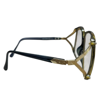CHRISTIAN DIOR Optyl, Metal 2496A 51 Dark Green, Gold-tone Gold Hardware NJ169