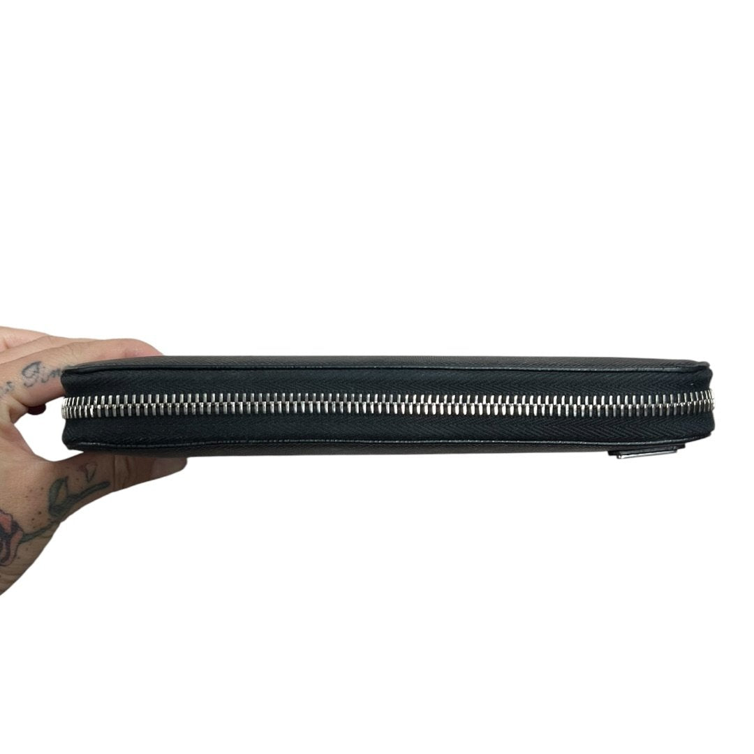 PRADA Saffiano Leather Saffiano Leather Zip-Around Wallet Wallet Black Silver Hardware PR217