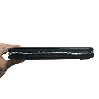 PRADA Saffiano Leather Saffiano Leather Zip-Around Wallet Wallet Black Silver Hardware PR217