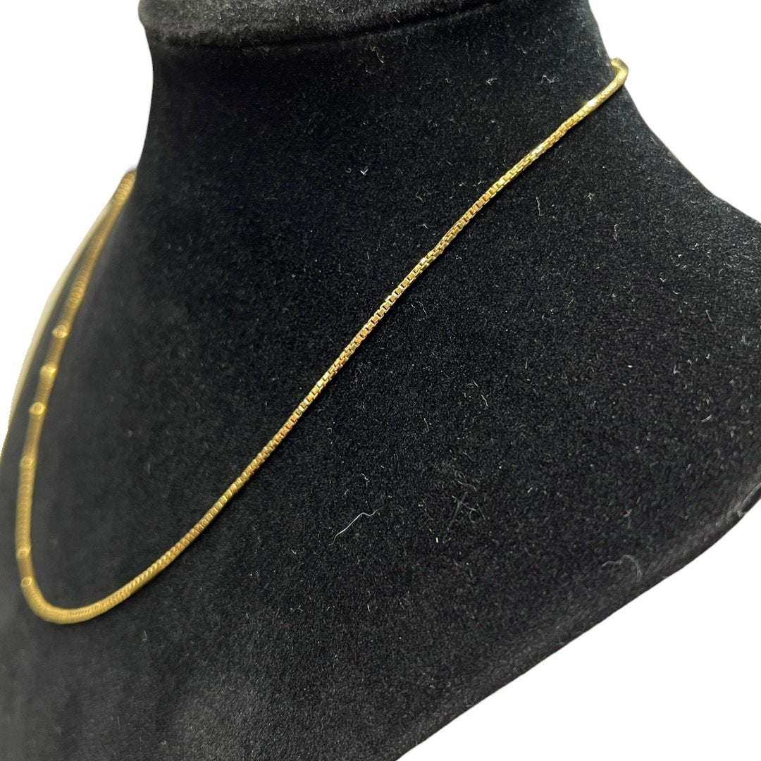 UNBRANDED Accessory 18K Gold Box Chain Necklace Gold Gold Hardware je78