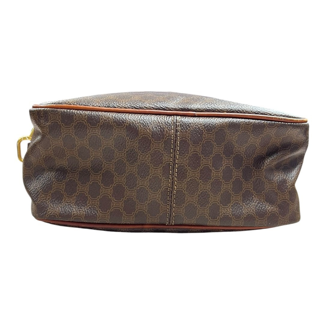 CELINE Macadam Canvas Macadam Vanity Bag Top Handle Bag Brown Gold-tone Hardware Ce228