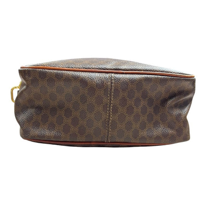 CELINE Macadam Canvas Macadam Vanity Bag Top Handle Bag Brown Gold-tone Hardware Ce228