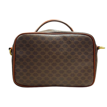 CELINE Macadam Canvas Macadam Vanity Bag Top Handle Bag Brown Gold-tone Hardware Ce228