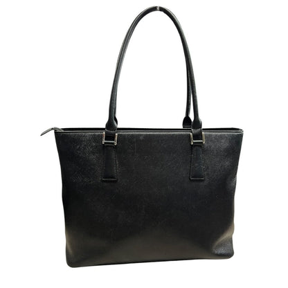 BURBERRY Saffiano Saffiano Leather Tote Bag Tote Black Silver Hardware BU1029