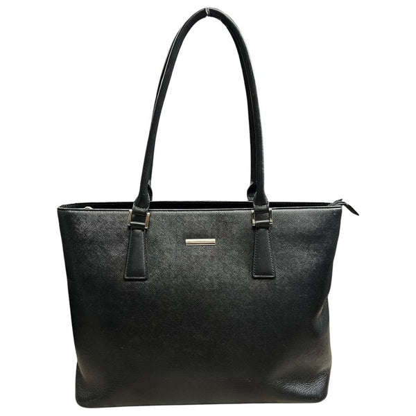 BURBERRY Saffiano Saffiano Leather Tote Bag Tote Black Silver Hardware BU1029
