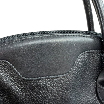 BURBERRY Pebbled Leather Dome Handbag Handbag Black Gold Hardware BU1039