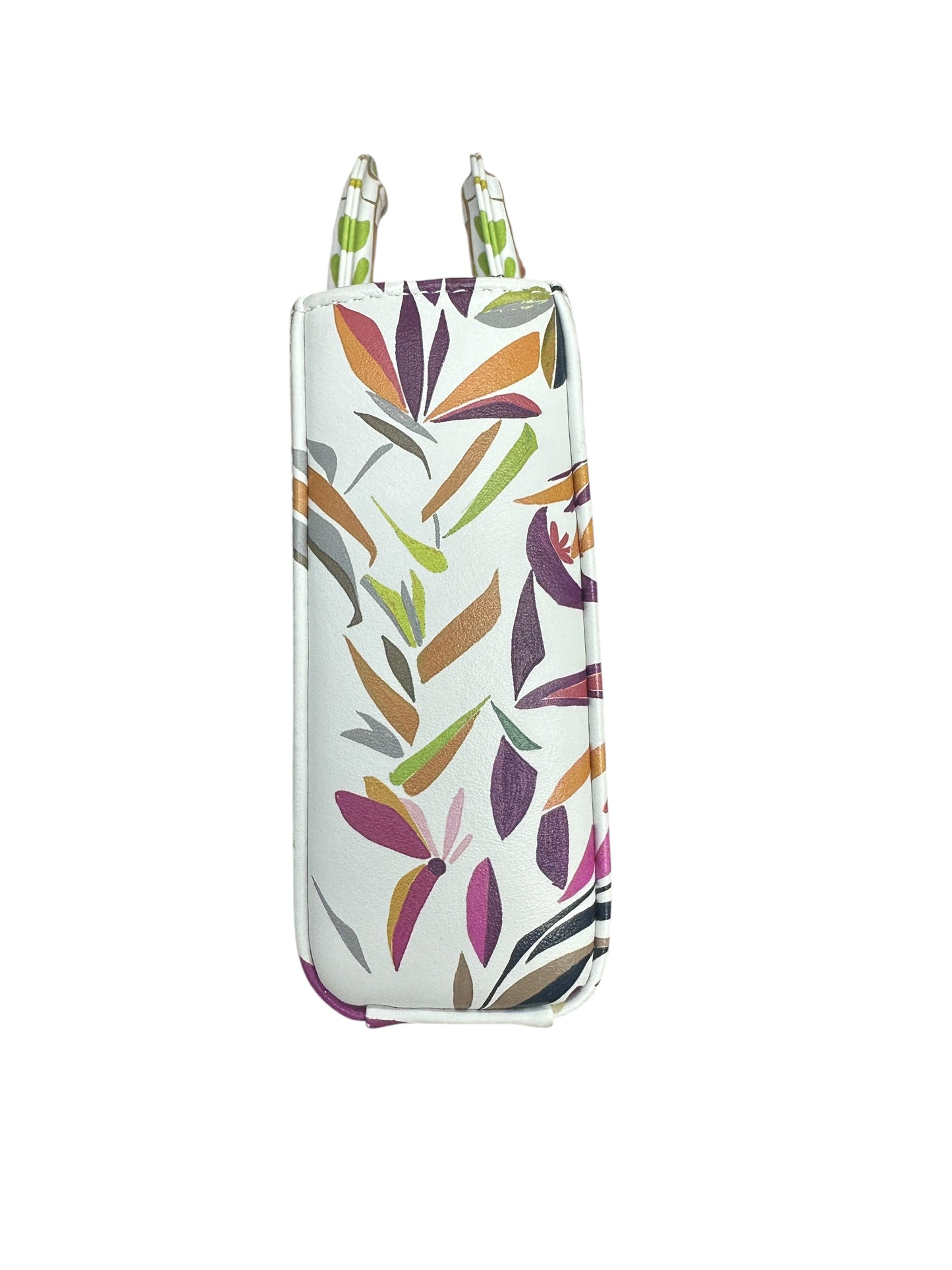 Christian Dior Printed Leather Tropical Print Top Handle Bag Handbag White, Multi-color Silver Hardware JU218