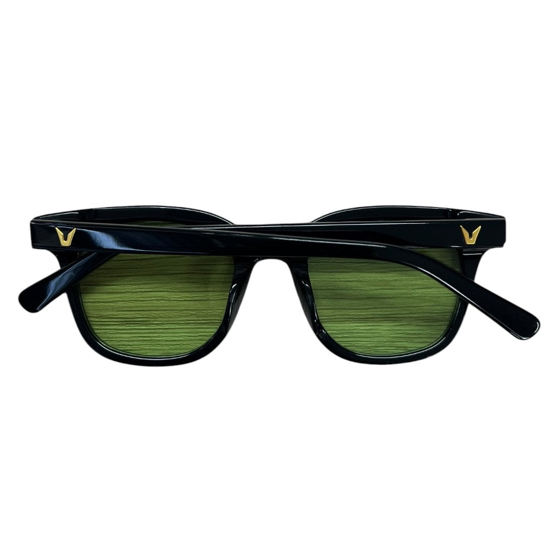 GENTLE MONSTER Acetate South Side Sunglasses Black, Green Gold-tone Hardware JU222