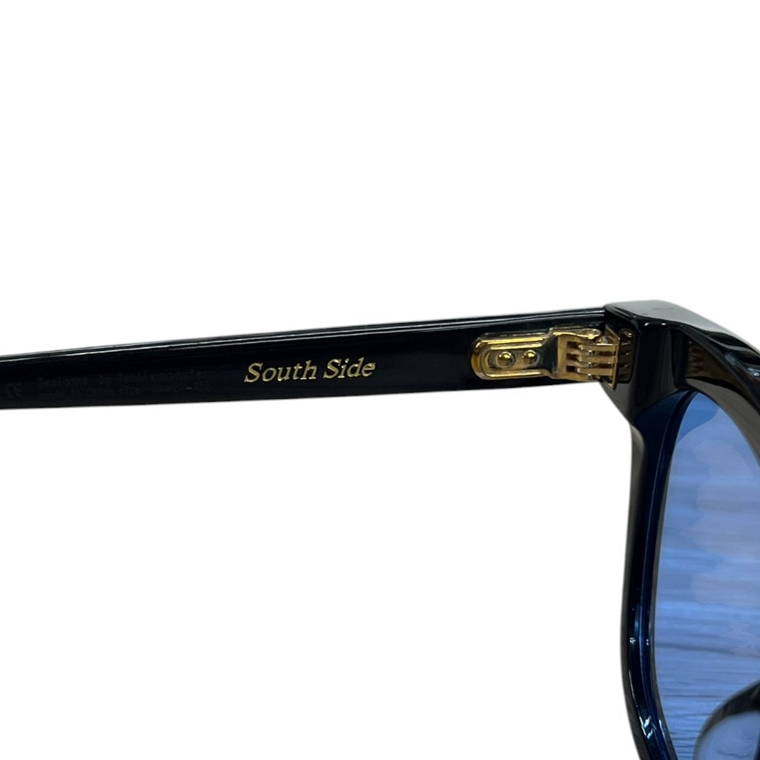 GENTLE MONSTER Acetate South Side Sunglasses Black, Blue Gold Hardware JU219