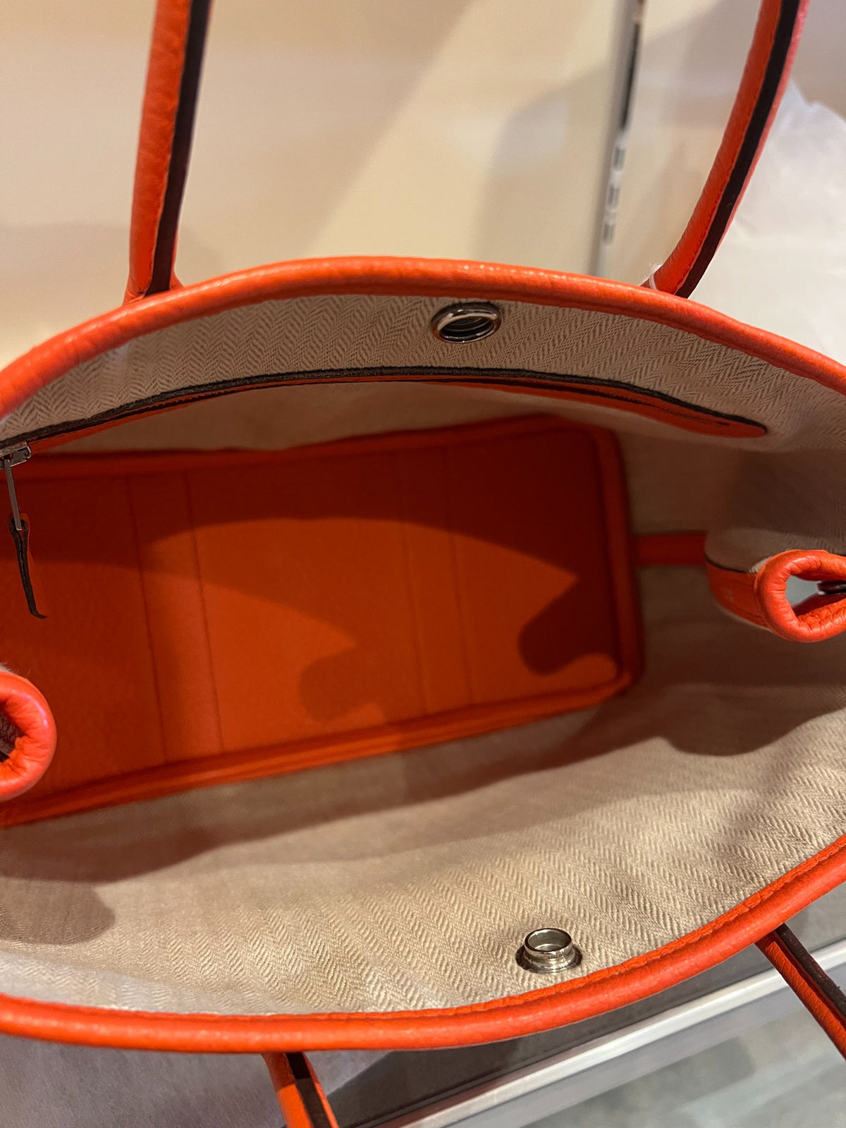 HERMÈS Negonda Garden Party Tote Orange Silver Hardware He489