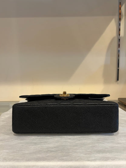 CHANEL Caviar Leather Classic Flap Shoulder Bag Black Gold Hardware Ch2266