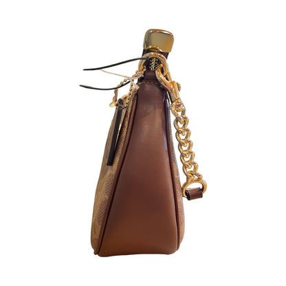 coach Signature Canvas Teri Shoulder Bag Shoulder Bag Brown, Khaki Gold Hardware co38