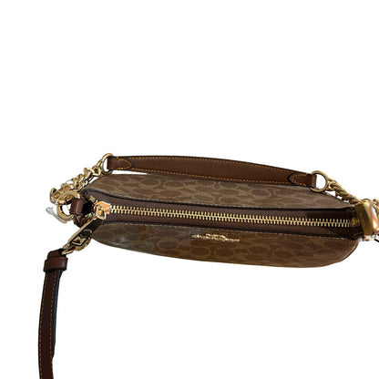 coach Signature Canvas Teri Shoulder Bag Shoulder Bag Brown, Khaki Gold Hardware co38