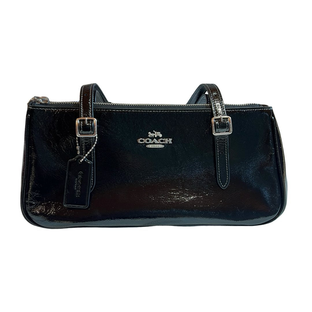 coach Patent Leather Unknown Shoulder Bag Black Silver Hardware co37