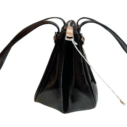 coach Patent Leather Unknown Shoulder Bag Black Silver Hardware co37