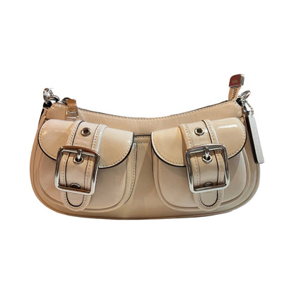 coach Leather Pocket Bag Shoulder Bag Beige Silver Hardware co32