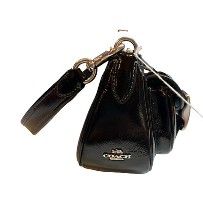 coach Patent Leather Pocket Hobo Shoulder Bag Black Silver Hardware co31