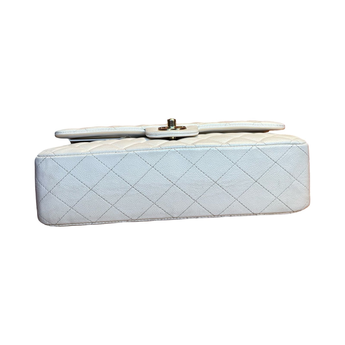 CHANEL Caviar Classic Flap Shoulder Bag White Gold Hardware Ch2264