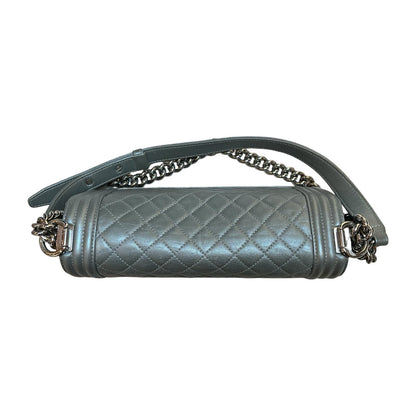CHANEL Caviar Boy Bag Shoulder Bag Metallic Grey Ruthenium Hardware Ch2267