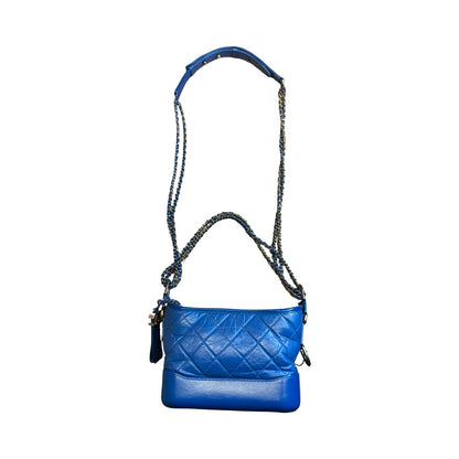 CHANEL Aged Calfskin Gabrielle Small Hobo Shoulder Bag Blue Mixed Hardware Ch2269