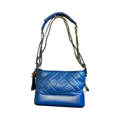 CHANEL Aged Calfskin Gabrielle Small Hobo Shoulder Bag Blue Mixed Hardware Ch2269