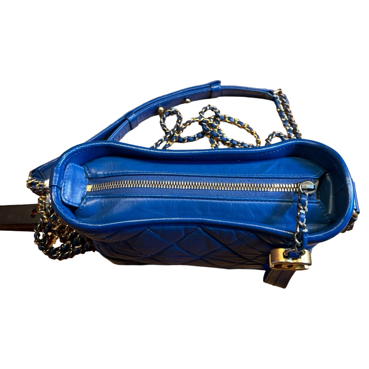 CHANEL Aged Calfskin Gabrielle Small Hobo Shoulder Bag Blue Mixed Hardware Ch2269