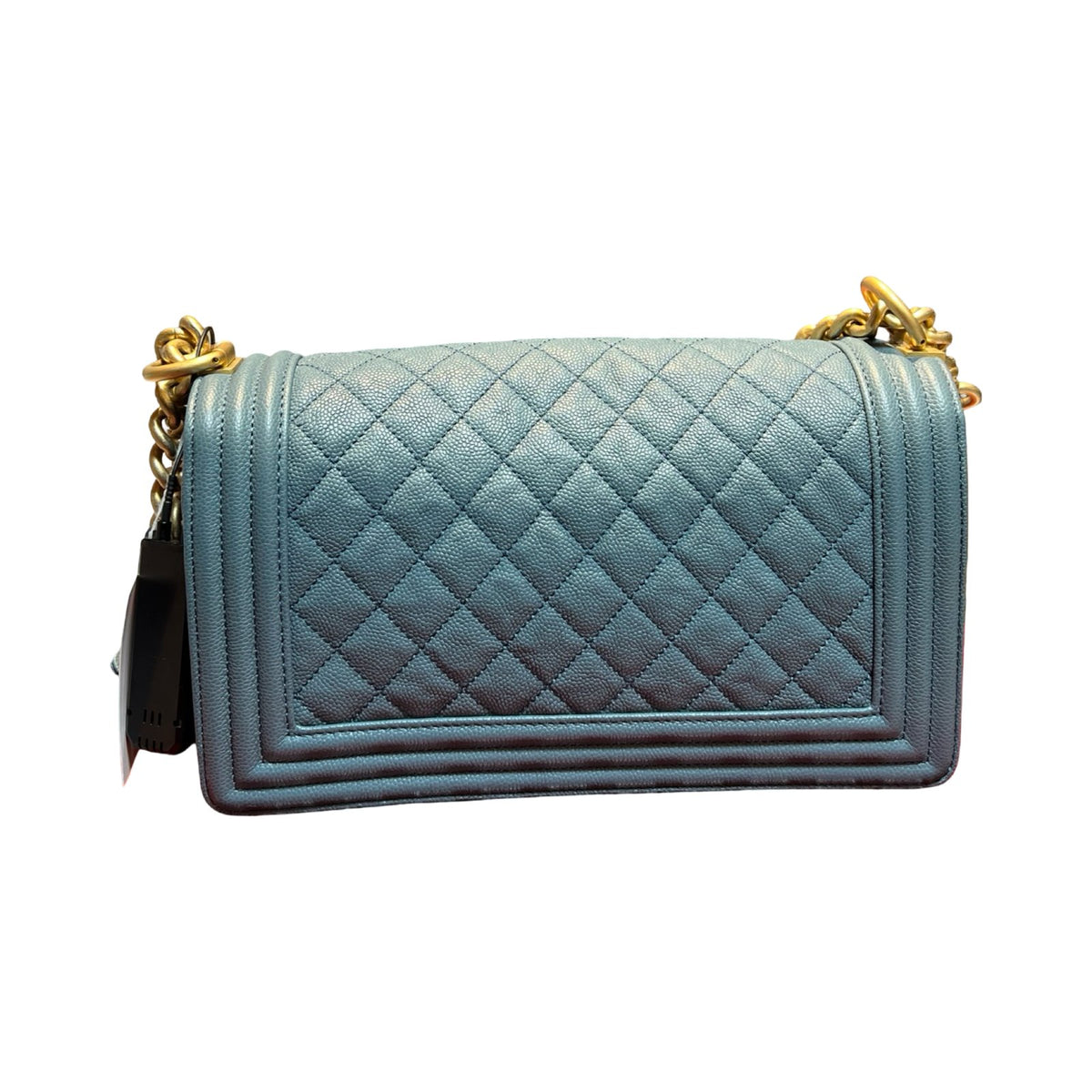 CHANEL Caviar Boy Bag Shoulder Bag Blue Gold Hardware Ch2272