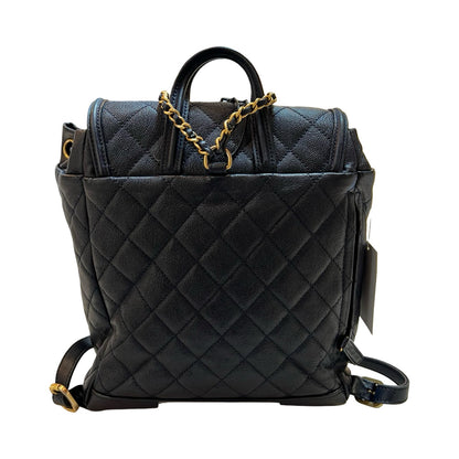 CHANEL Caviar Leather Dumas Backpack Navy Blue Gold Hardware Ch2273