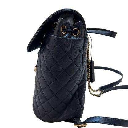 CHANEL Caviar Leather Dumas Backpack Navy Blue Gold Hardware Ch2273