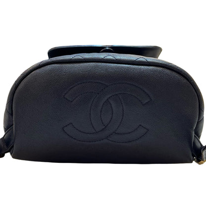CHANEL Caviar Leather Dumas Backpack Navy Blue Gold Hardware Ch2273