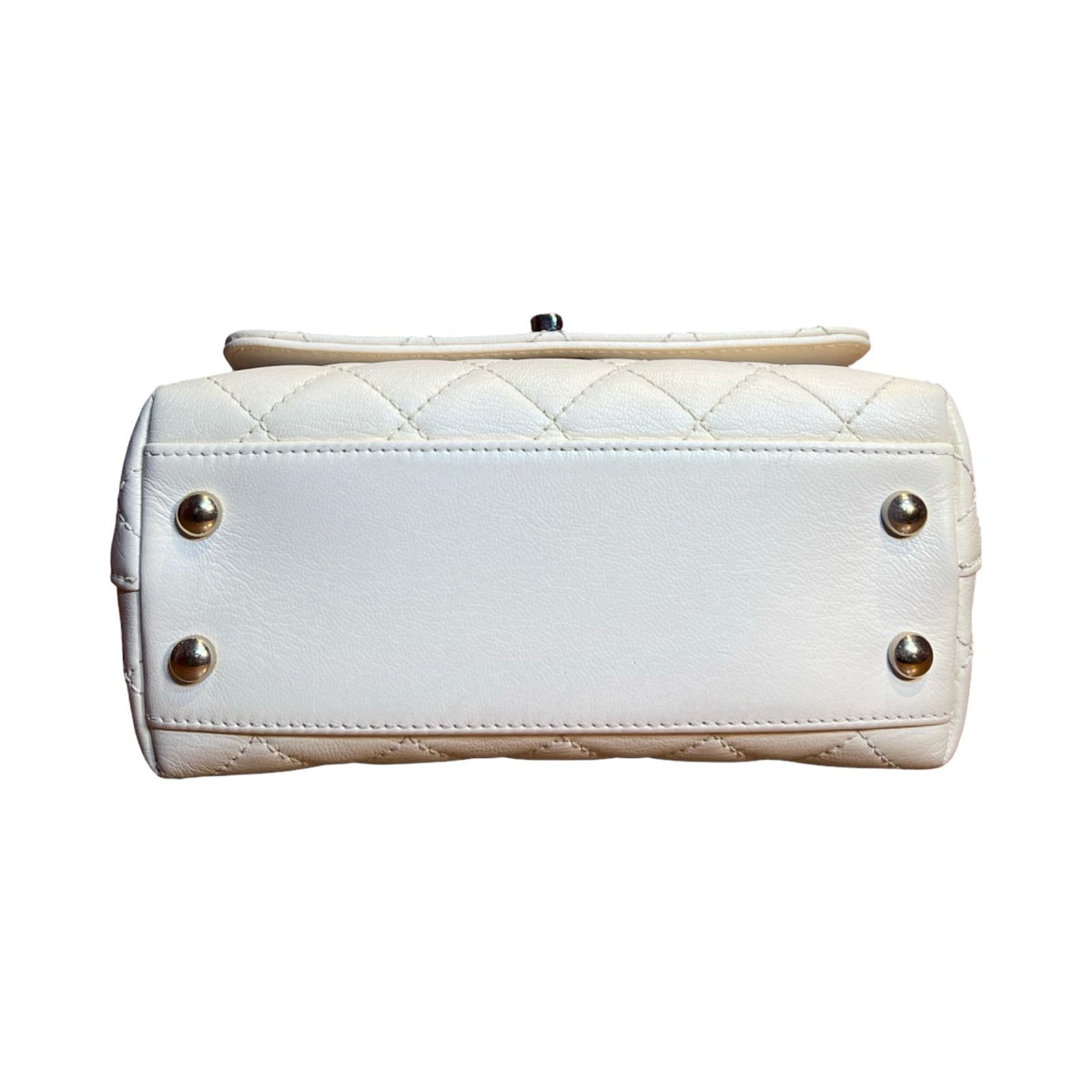 CHANEL Caviar Top Handle Flap Bag Handbag White, Multicolor Light Gold Hardware Ch2277