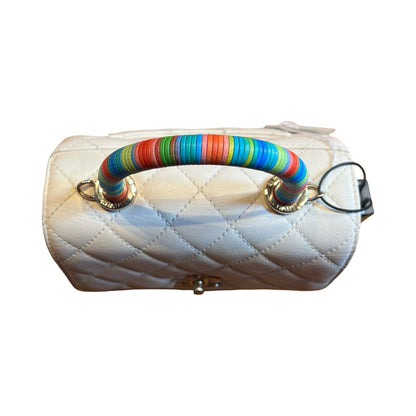 CHANEL Caviar Top Handle Flap Bag Handbag White, Multicolor Light Gold Hardware Ch2277