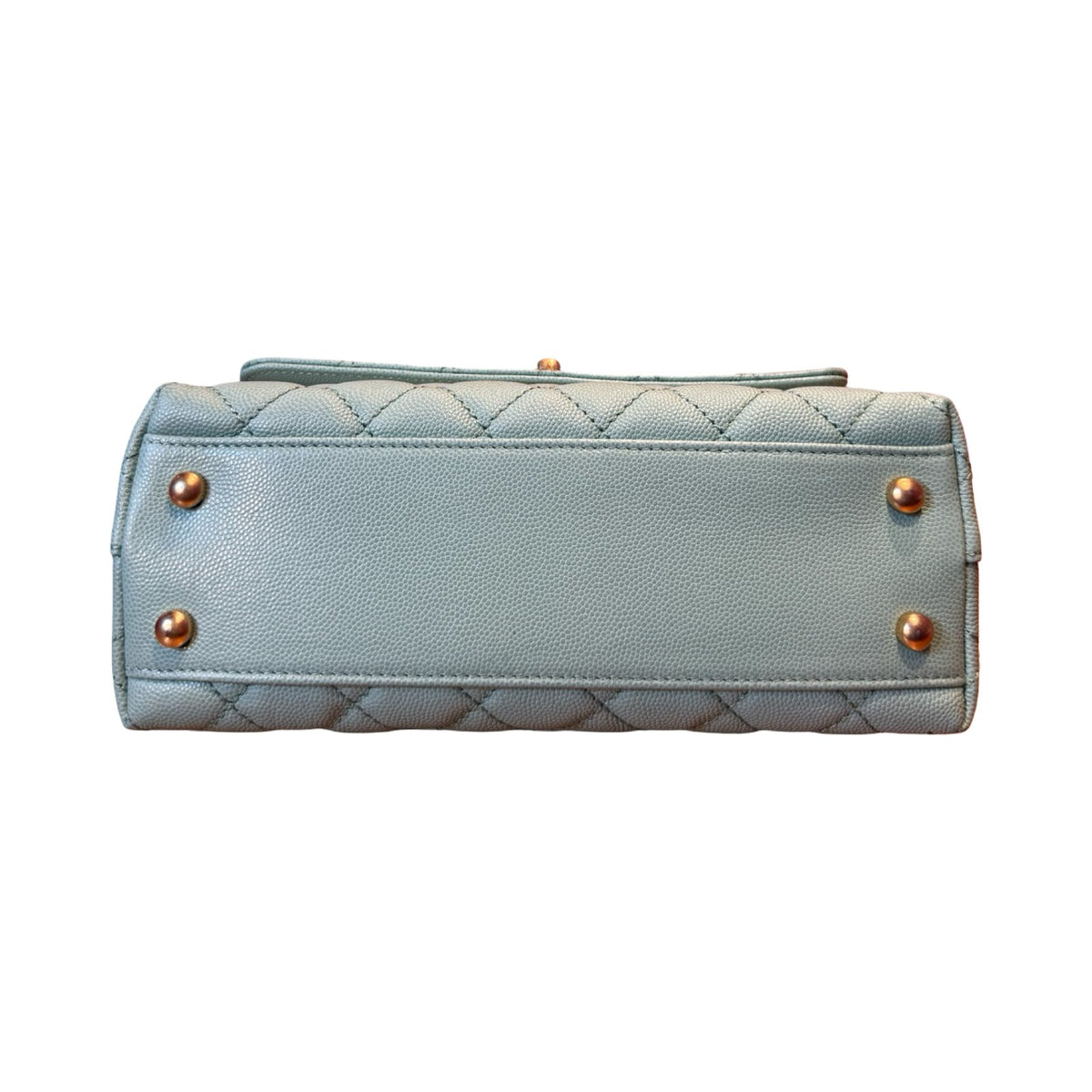 CHANEL Caviar Coco Handle Handbag Light Green Gold Hardware Ch2282