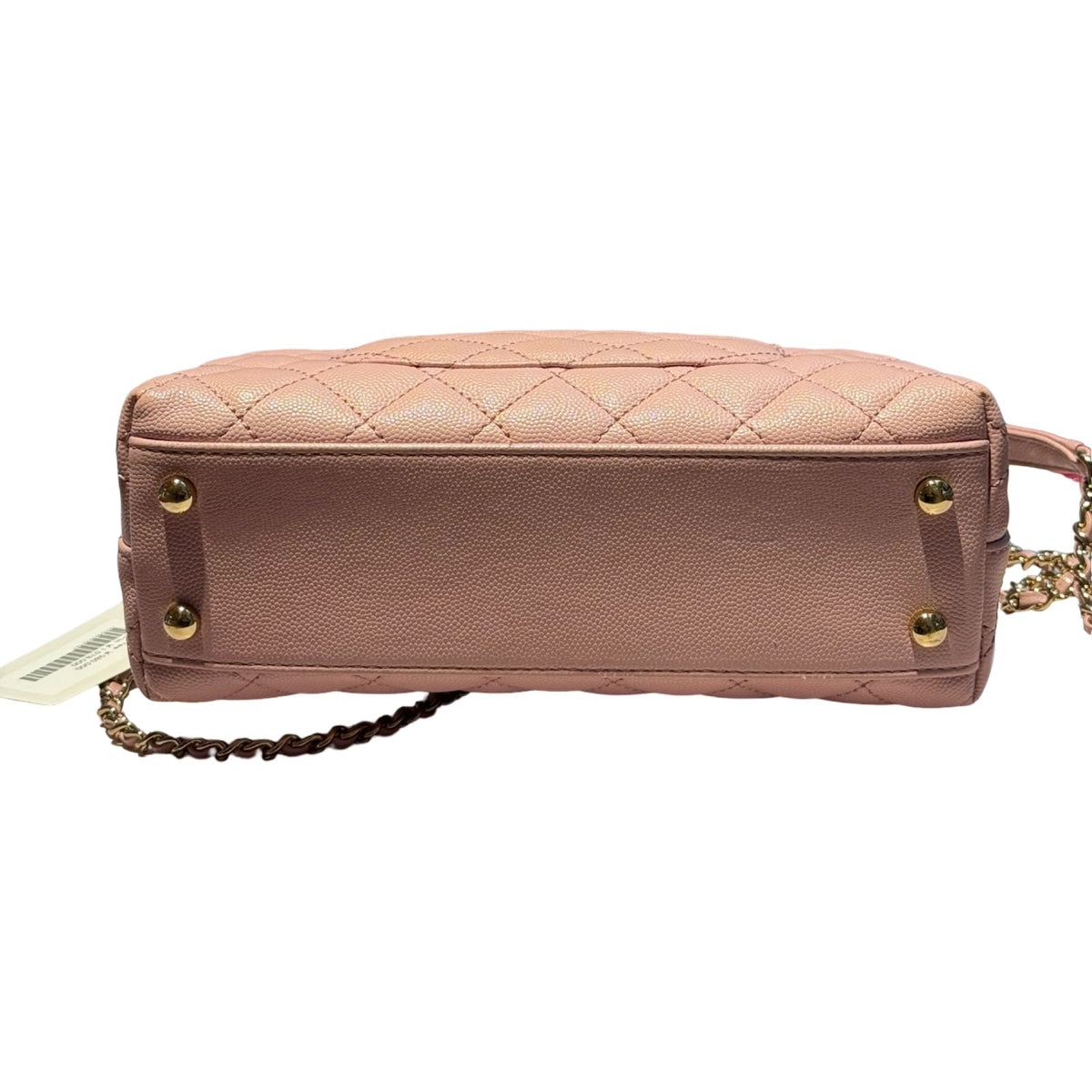 CHANEL Caviar Coco Handle Handbag Pink Gold Hardware Ch2283