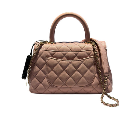 CHANEL Caviar Coco Handle Handbag Pink Gold Hardware Ch2283
