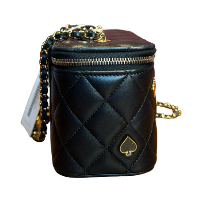CHANEL Lambskin Casino Vanity Case Vanity Case / Shoulder Bag Black, Red Gold Hardware Ch2285