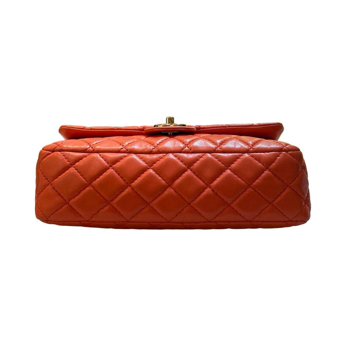 CHANEL Leather Classic Flap Shoulder Bag Orange Gold Hardware Ch2289