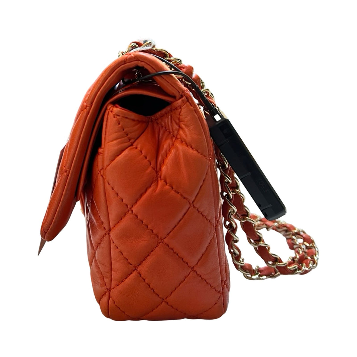 CHANEL Leather Classic Flap Shoulder Bag Orange Gold Hardware Ch2289