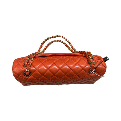 CHANEL Leather Classic Flap Shoulder Bag Orange Gold Hardware Ch2289