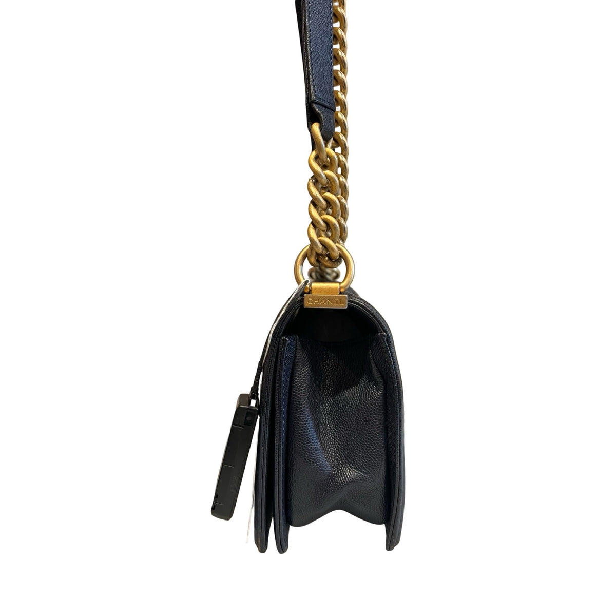 CHANEL Caviar Boy Bag Shoulder Bag Black Aged Gold Hardware Ch2268