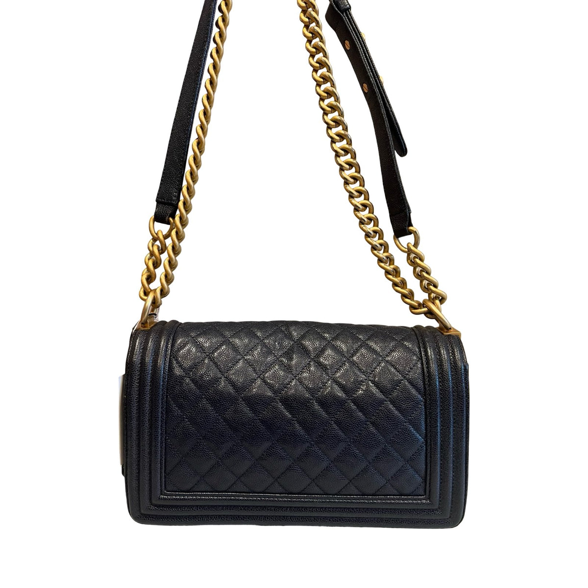 CHANEL Caviar Boy Bag Shoulder Bag Black Aged Gold Hardware Ch2268