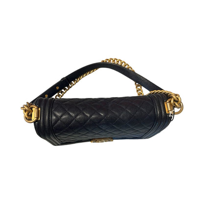 CHANEL Caviar Boy Bag Shoulder Bag Black Aged Gold Hardware Ch2268