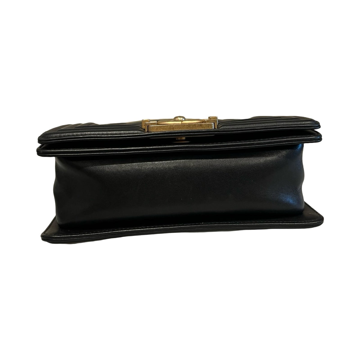 CHANEL Leather Boy Bag Shoulder Bag Black Gold Hardware Ch2270