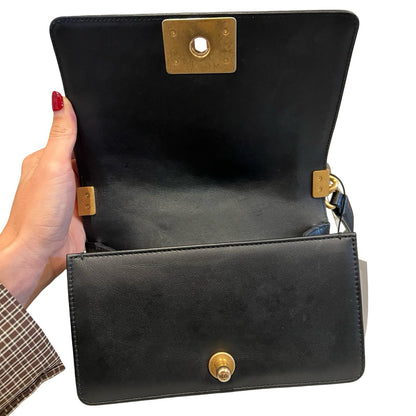 CHANEL Leather Boy Bag Shoulder Bag Black Gold Hardware Ch2270