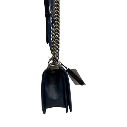CHANEL Caviar Boy Bag Shoulder Bag Blue Ruthenium Hardware Ch2271