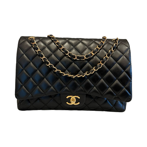 CHANEL Lambskin Classic Flap Shoulder Bag Black Gold Hardware Ch2274