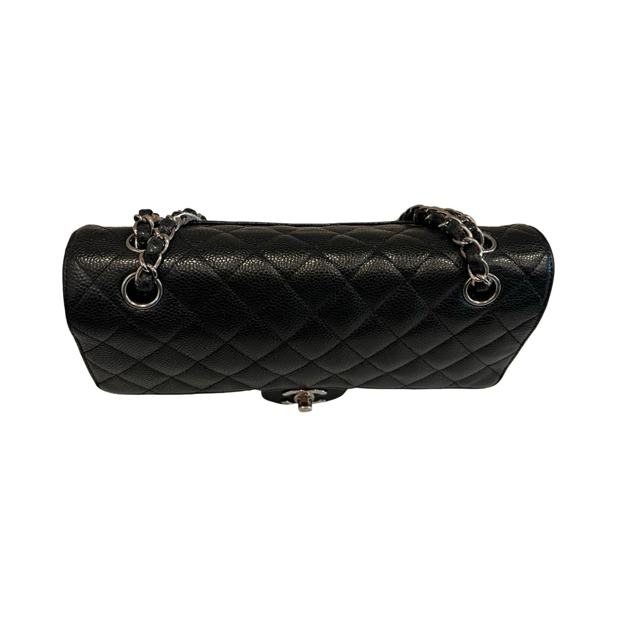 CHANEL Caviar Classic Flap Shoulder Bag Black Silver Hardware Ch2275