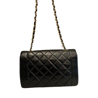CHANEL Lambskin Diana Flap Bag Shoulder Bag Black Gold Hardware Ch2276