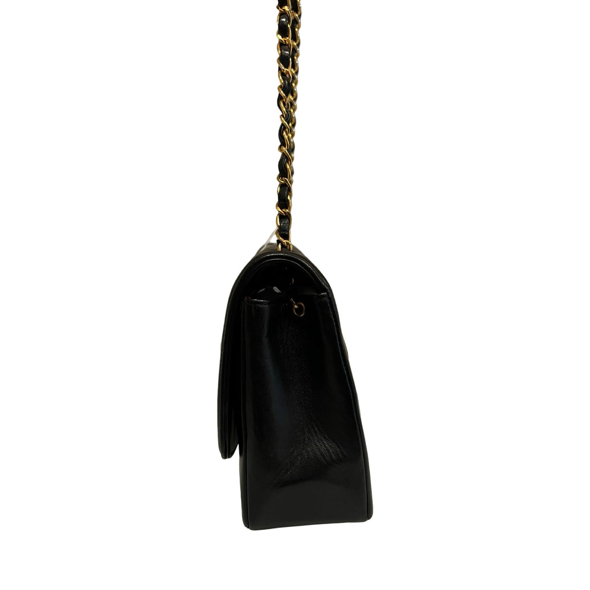 CHANEL Lambskin Diana Flap Bag Shoulder Bag Black Gold Hardware Ch2276